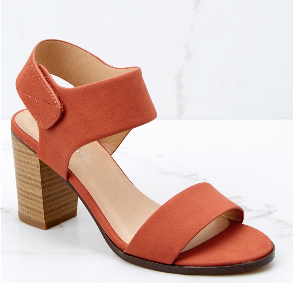 Rust ankle strap heels